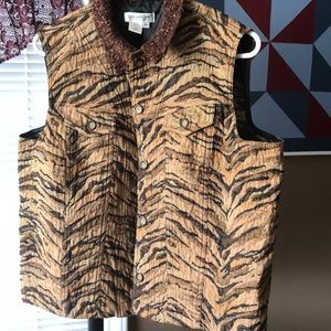Coldwater Creek Tiger Print Vest Size L